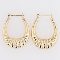  14K Yellow Gold Ribbed Hoop Earrings