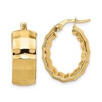 10K Yellow Gold Hammered Wide Hoop Earrings