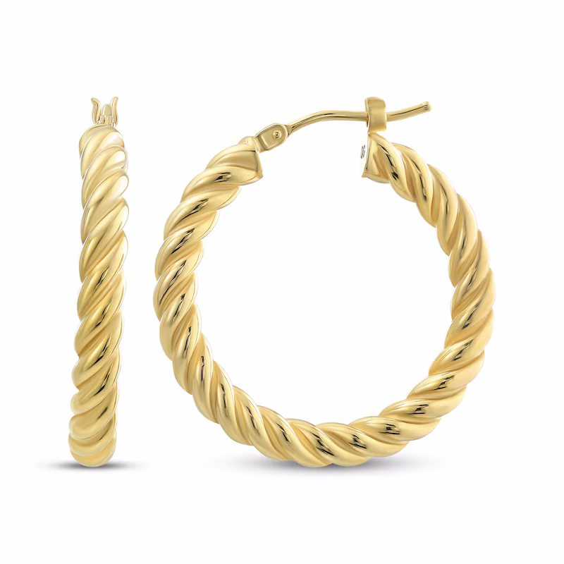 New 14K Twisted Round Hoop Earrings