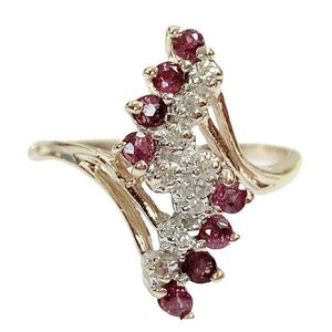  10K Yellow Gold Ruby and Diamond Ring 