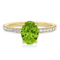14K Yellow Gold Peridot and Diamond Ring