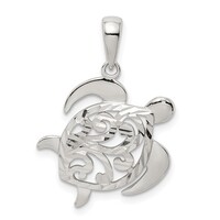 Sterling Silver Diamond Cut Turtle Pendant