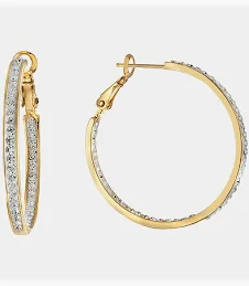 14K Yellow Gold CZ Hoop Earrings