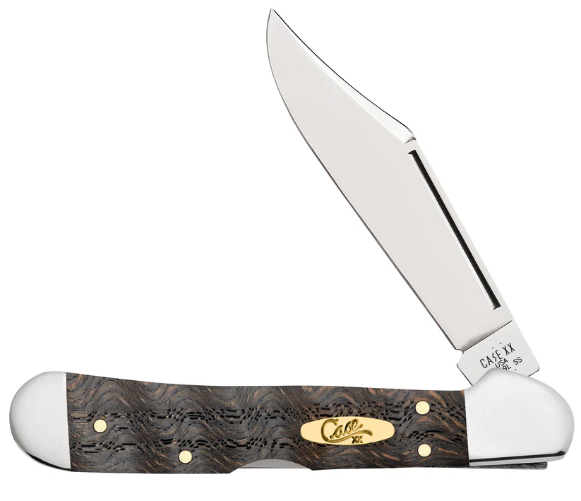 Smooth Black Curly Oak Wood Mini CopperLock® Case Knife No14010