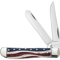 Star Spangled Natural Bone Color Wash Mini Trapper Case knife No64135