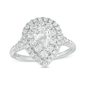  Pear-Shaped Diamond Frame Engagement Ring in 14K White Gold