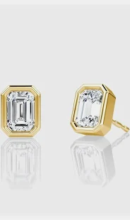   14K Yellow Gold Lab 1CT Lab Emerald Cut Diamond Stud Earrings
