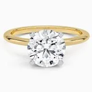  14K Yellow Gold 3CT Round Brilliant Solitaire Lab Diamond Engagment Ring
