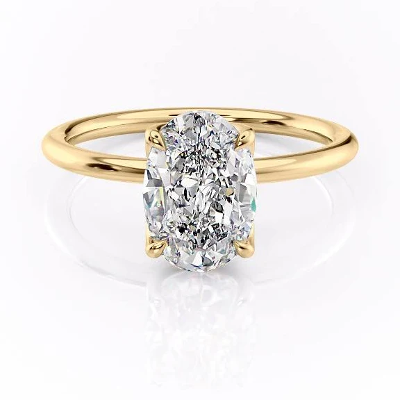  14K Yellow Gold 3 CT Lab Grown Oval Diamond Engagement Ring  