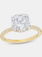   14K Yellow Gold 3CT Center Round Brilliant Engagement Ring 3.5CT