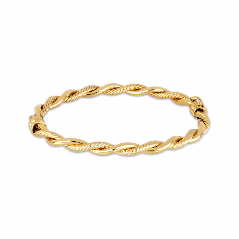  14K Yellow Gold Twisted Bangle Bracelet 