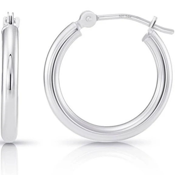  14K White Gold Hoop Earrings