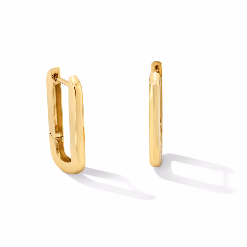 14K Yellow Gold Square Hoop Earrings 