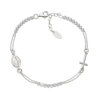  Silver rosary tennis bracelet