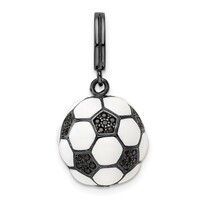 Sterling Silver Rhodium-Plated and CZ 3D Soccer Ball Pendant 