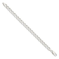 Sterling Silver Rodium Plated Flat Curb Link Bracelet 