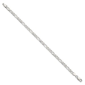  Sterling Silver Rhodium Plated Figaro Bracelet 