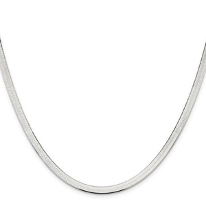  Sterling Silver Rhodium Plated Herringbone Necklace
