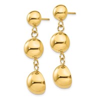  14K Yellow Gold Ball Dangle Post Earrings 
