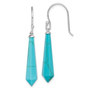  Sterling Silver Rhodium Plated Imitation Turquoise Dangle Earrings