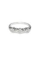  14K White Gold Flower Diamond Band