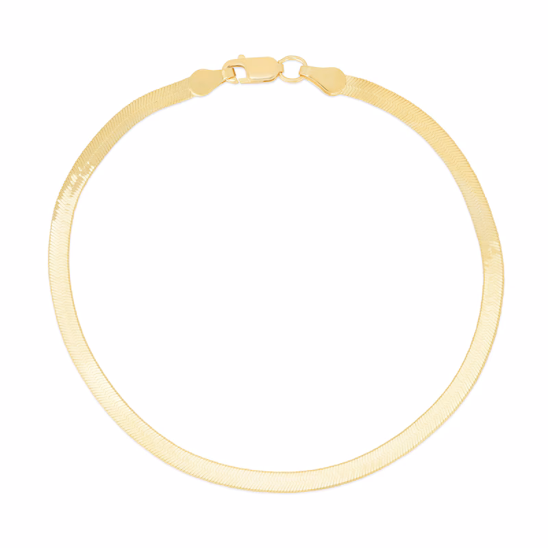  14K Yellow Gold Herringbone Bracelet 3mm 