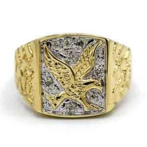  10K Yellow Gold Mens Eagle Ring 