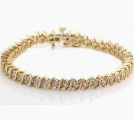  10K Yellow Gold Diamond Tennis Bracelet 
