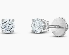  14K White Gold Diamond Studs with Screw Back