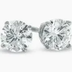 14K White Gold Diamond Studs with Screw Back