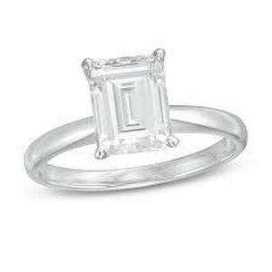 New 14K White Gold Emerald Cut Lab Diamond Ring 