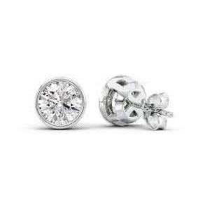  New 14K White Gold Lab Diamond Bezel Earrings 3 Carat