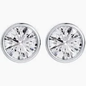  14K White Gold Lab Bezel Diamond Stud Earrings