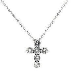  14K White Gold Lab Diamond Cross Necklace