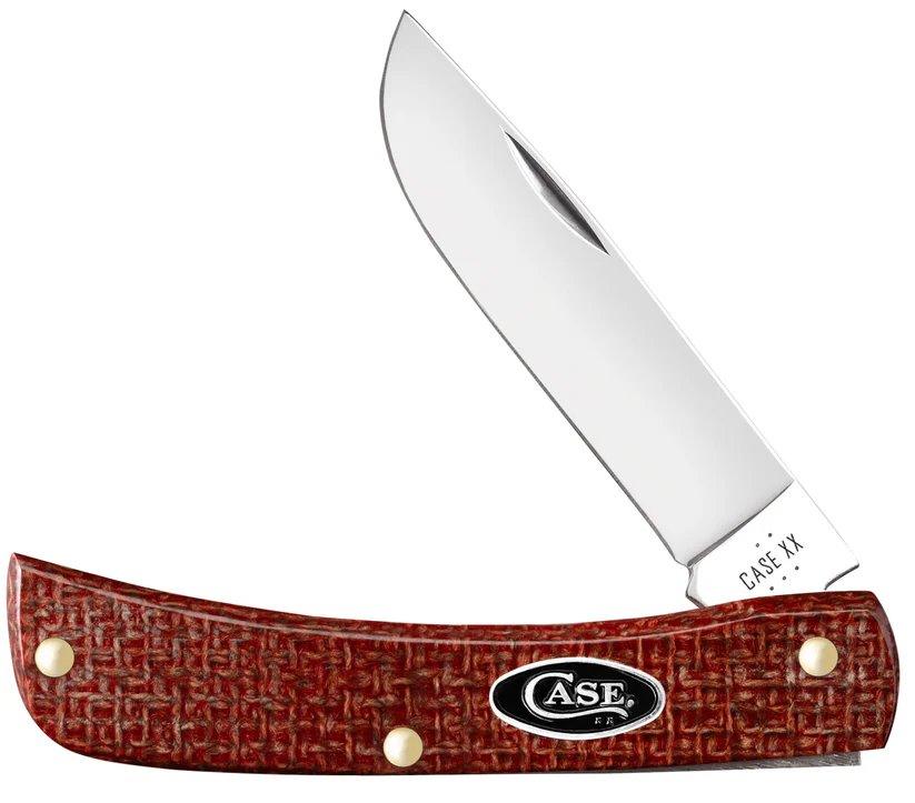 Case Smooth Dark Red Burlap Micarta® CS Sod Buster® Jr No12273