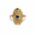  10K Yellow Gold Art Deco Filigree Diamond & Sapphire Ring 