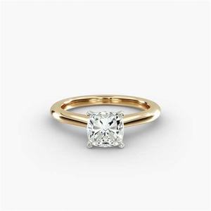  14K Yellow Gold 2CTW Cushion Lab Diamond Ring 