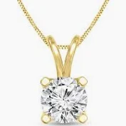  14K Yellow Gold Solitire Diamond Necklace