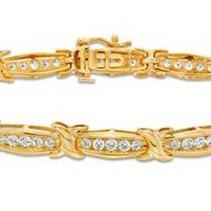  10K Yellow Gold Diamond Tennis Bracelet 