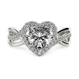  14K White Gold Heart Diamond Ring 