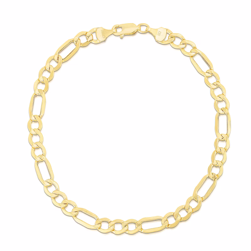  10K Yellow Gold Hollow Figaro Bracelet 