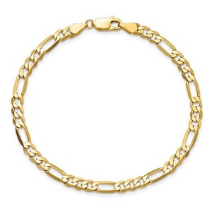  10K Yellow Gold 4.75mm Flat Figaro Bracelet 