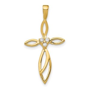  10K Yellow Gold Diamond Cross Pendant