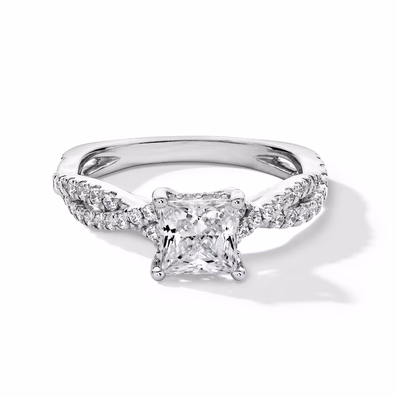  14K White Gold Princess Cut Lab Diamond Ring 