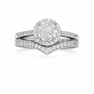  14K White Gold 1 CTW  Double Halo Diamond Wedding