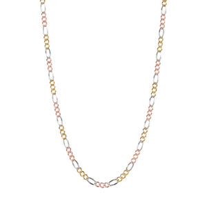  14K Tricolor Figaro Chain 