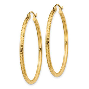  10K Yellow Gold Textured Hoop Earrings