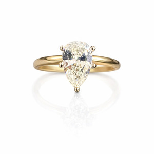  14K Natural Pear Shaped Solitarie Diamond Ring