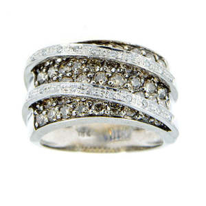  14K White Gold LeVian Chocolate Diamond and White Diamond Twist Ring