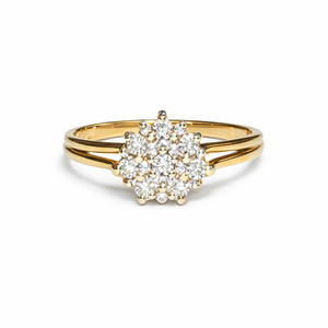  10K Yellow Gold Diamond Cluster Ring 